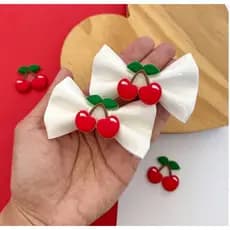 Par de laços infantil Cereja - Par de laços para cabelo infantil Cerejinha