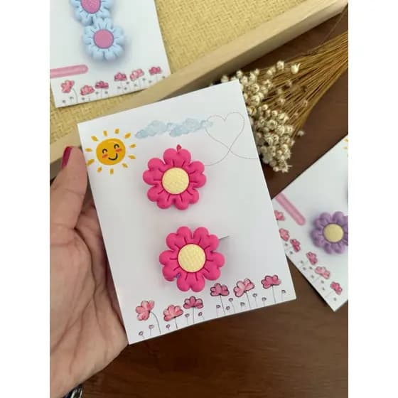 Par de xuxinhas infantil, Par de xuxinhas Flor para cabelo