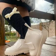 Meia Infantil para bebês com lacinho , Meia 3/4 para bebês , Meia infantil para meninas com lacinho