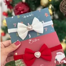 Laço para bebê para festa, laço para bêbê vermelho e branco, faixinha para bebês de luxo para festas e natal