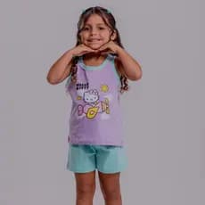 Pijama Infantil Menina, Pijama para meninas,  Regata Baby doll criança estampado Verão Para dormir