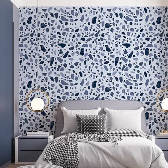 Papel De Parede Adesivo Granilite Tons de Azul Escuro - Vinil Autocolante