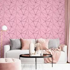 Papel De Parede Adesivo Zara Rosa Com Rosê Gold - Vinil Autocolante