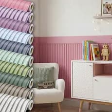 Papel De Parede Ripado Com Faixa Para Meia Parede Decoração Sala Quarto Infantil Menina Menino