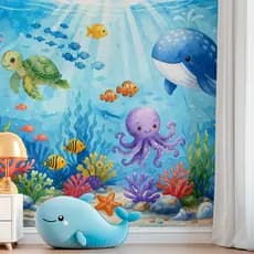 Papel De Parede Adesivo Infantil Fundo Do Mar