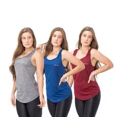 Kit 3 Camiseta Regata Dry Fit Feminina Academia Com proteção UV Tapa Bumbum
