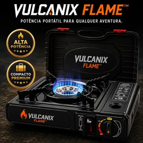 Fogareiro Portátil Vulcanix Flame™ Alta Potência Compacto Camping Churrasco Cozinha Maleta Premium
