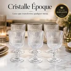 **Jogo 6 Taças Cristalle Époque 380ml Vidro Elegante Premium para Vinho Drinks Mesa Posta Luxo**