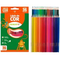 Lapis de cor 36 cores redondo- Lápis 36 Cores Sextavado Flex Leoeleo