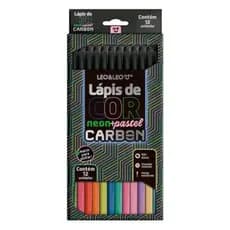 Lapis De Cor Carbon 12 Cores Neon + Pastel Redondo Leo Cor da marcação Colorido papelaria