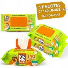 560 Lenço Umedecido Premium 4 Pacotes Pic Nic Toalha Recém Nascido Bebe Adulto Lencinho toalhinha