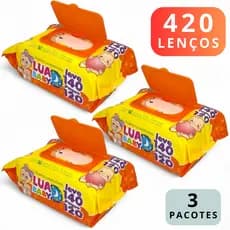 Kit 420 Toalhas Umedecidas 3 Pacotes Lua Baby Promoção Mimo Lenço Bebe Recem Nascido