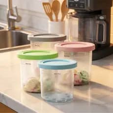 Recipientes Sorvete Potes Armazenamento Para Ninja Maquina 4pcs Sorveteira Gelato Pote