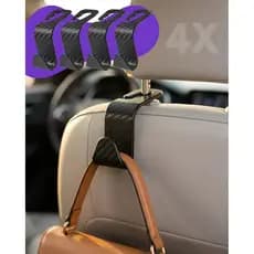 Kit Gancho Encosto Banco Carro Pendurar Bolsa Sacola Veicular Automotivo Carbono Universal Preto