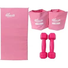 Kit halter emborrachado 2 kg peso academia + tornozeleira peso 2 kg + colchonete academia