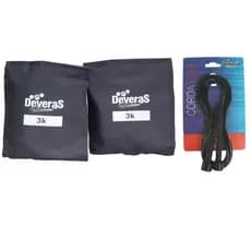 Kit Musculação Tornozeleira Peso 3 kg Caneleira Peso 3 kg + Corda de Pular