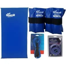 kit treino em casa tornozeleira de peso 5 kg regulável + colchonete para academia + mini band elástico pra exercícios + corda para pular exercicios