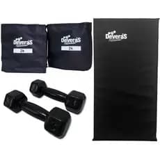 kit ginástica com tornozeleira peso 2 kg halteres peso 3 kg colchonete de academia