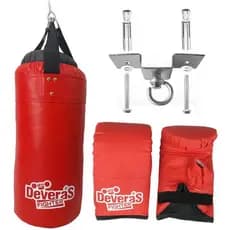 kit de boxe - saco de pancada cheio e profissional 60 cm + luva bate saco - par + suporte saco pancada