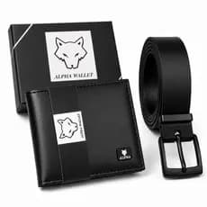 Kit Presente Masculino Carteira + Cinto Couro Sintético Casual
