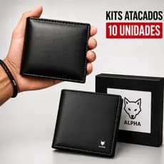 Kit 10 Carteiras Masculinas Couro Sintético Atacado Revenda Porta Cartão Premium