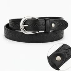 Cinto Feminino Preto Marrom Fivela Prata Couro Sintetico