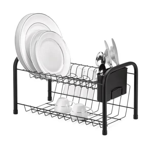 BLACK - ESCORREDOR DUPLO C/ PORTA TALHER / COPO P/ 12 PRATOS