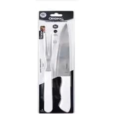 KIT C/ 2 PÇS P/ CHURRASCO - FACA 7" + GARFO 5"