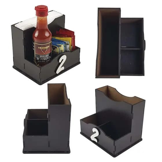 05 Porta guardanapo mdf preto laqueado