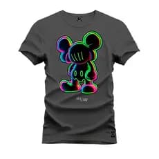 Camiseta Camisa Manga curta Estampada Premium Algodão Confortável Neon Rato