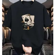 Camiseta Masculina De Manga Curta E Gola Redonda Com Estampa Cartas