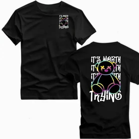 Camiseta Urso Worth Street Frente e Costas em Algodão Casual
