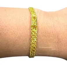 Pulseira Tripla Masculina Banhada a Ouro 18K – Corrente Grossa Premium com Fecho de Gaveta 21cm