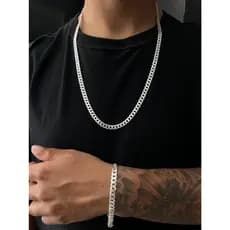 Conjunto Grumet 7 mm Cordão + Pulseira a Prata Legitima 925 Antialérgica