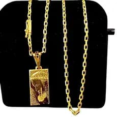 Colar Masculina Cadeado 3mm LIGA MOEDA ANTIGA com banho de OURO Pingente Plaquinha Jesus