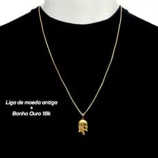 Cordão Veneziana 1,5mm Liga de Moeda Antiga + Banho de Ouro 18k (10 milésimos) + Rosto de Cristo