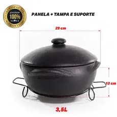 Panela de Barro Capixaba Para Peixada 3.5 Litros + Suporte
