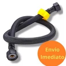 Engate Rabicho Preto Flexível Mangueira Aço Inox 50cm 1/2 Polegadas FêmeaXFêmea Torneira Pia