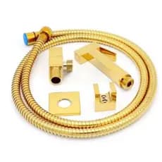 Ducha Higiênica Quadrada Metal Dourada Ouro Inox Chuveirinho Intima Banheiro Luxo