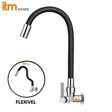 Torneira Cozinha Parede Flexível Gourmet  1/4 de volta