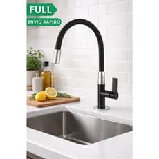 Torneira Gourmet Cozinha Preta Bancada Mesa Pia Cano Flexível 1/4 de volta Black Torneira ABS