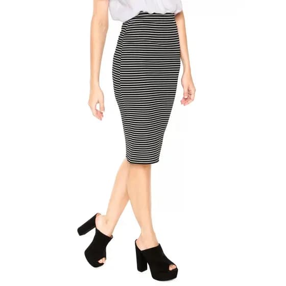 Saia Feminina  / Saia Midi / Saia justa / Saia Listrada  / Moda Evangélica / Casual /Saia cintura alta / Saia secretária