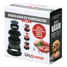 Molde de Hambúrguer 5 em 1 com Prensa e Base Removível – Modelador Grande e Pequeno
