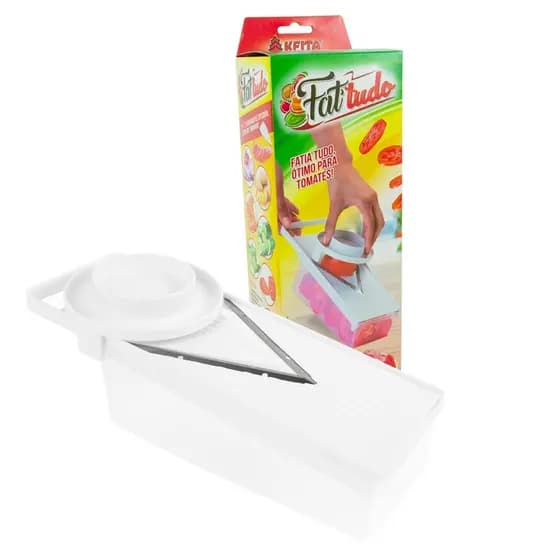 Fatia Tudo  Fatiador Manual de Verduras Legumes Recipiente e Protetor de Mãos Com Dois Tam de Cortes