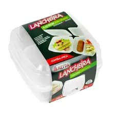 Pote Marmita Lancheira com 4 Divisórias Trava Lanche Fit Fruta Academia Trabalho Escola Marmitinha