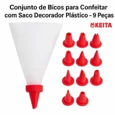 Kit Bicos de Confeitar com Saco Reutilizável – 8 Bicos Decoradores para Bolos, Cupcakes e Tortas
