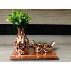 Kit Decoração Sala Vaso Cerâmica Bandeja Vidro Enfeite Mesa