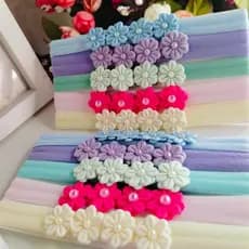 Kit 5 Faixinhas /Tiara flores com Pérolas /Meia de seda/Faixinha RN