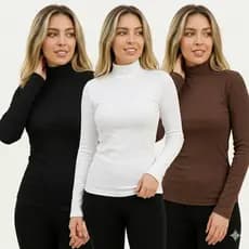 Cacharrel Feminina Canelada Ribana Gola Alta Unidade ou Kit 2 ou 3