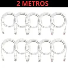 10X CABO DE REDE CAT6 2 METROS BRANCO GIGABIT ULTRA VELOCIDADE